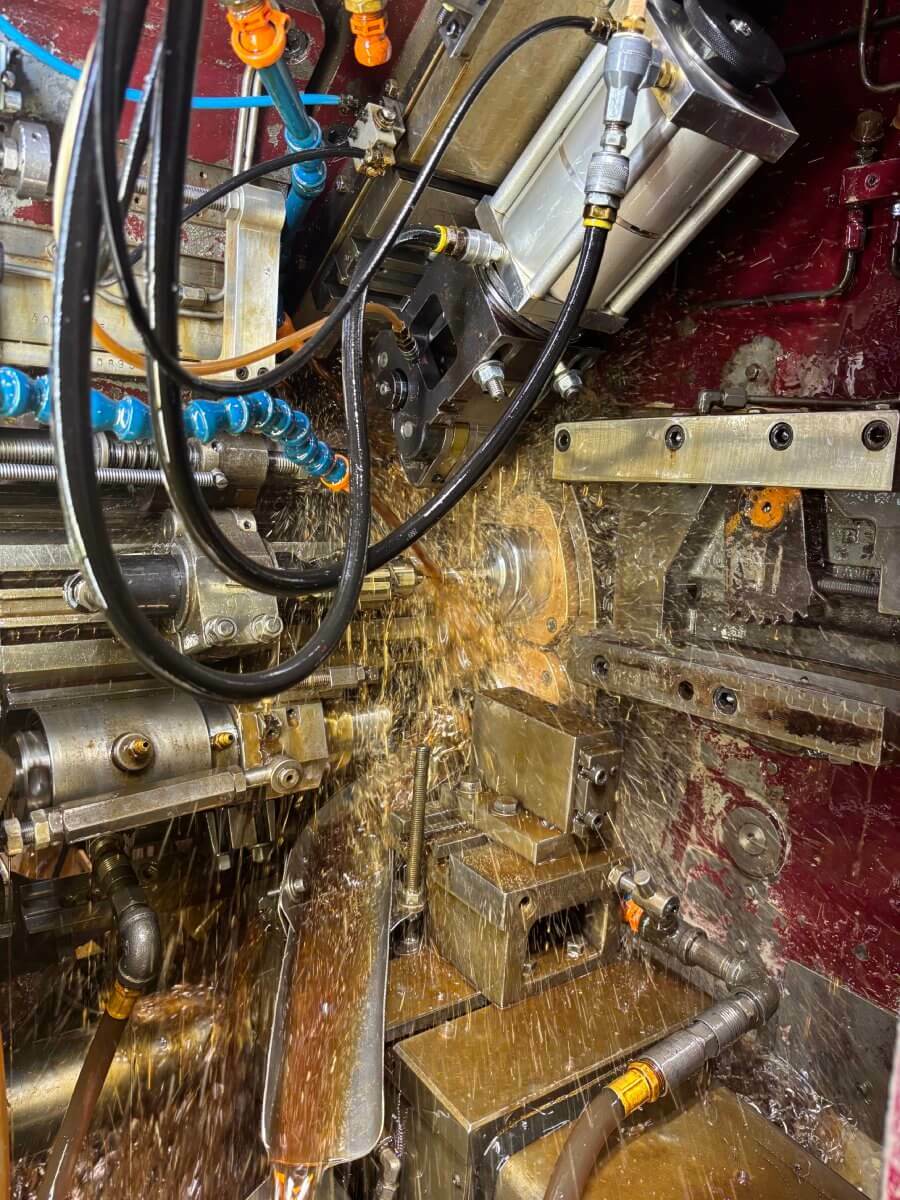 Automatic screw machine equipment close-up view